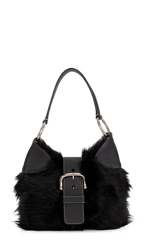 Prada Eco Lapin Faux Fur Buckle Hobo Bag
