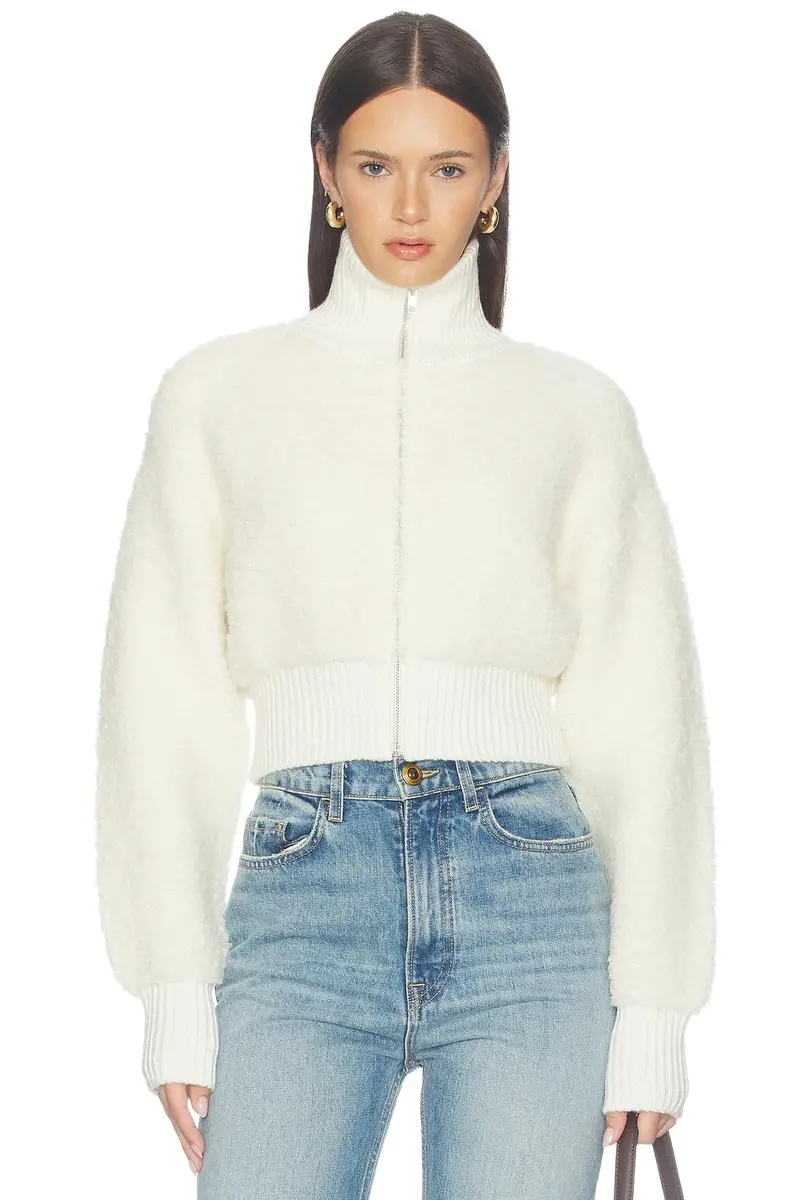 Christal Zip Up Textured Cardigan Christal Zip Up Textured Cardigan