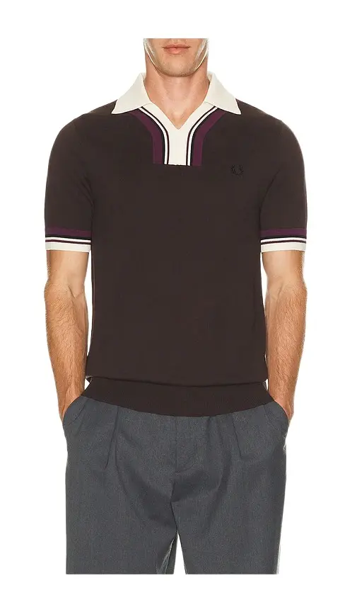 Tipped Open Neck Knitted Shirt Tipped Open Neck Knitted Shirt