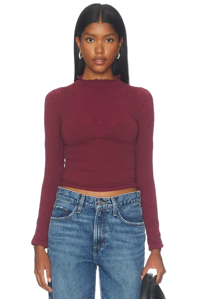 Free People Mixed Feelings Mock Neck Tee