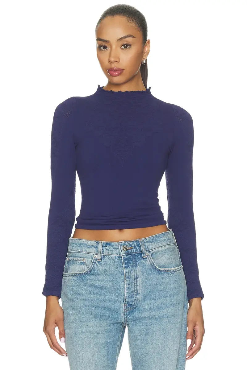 Free People Mixed Feelings Mock Neck Tee