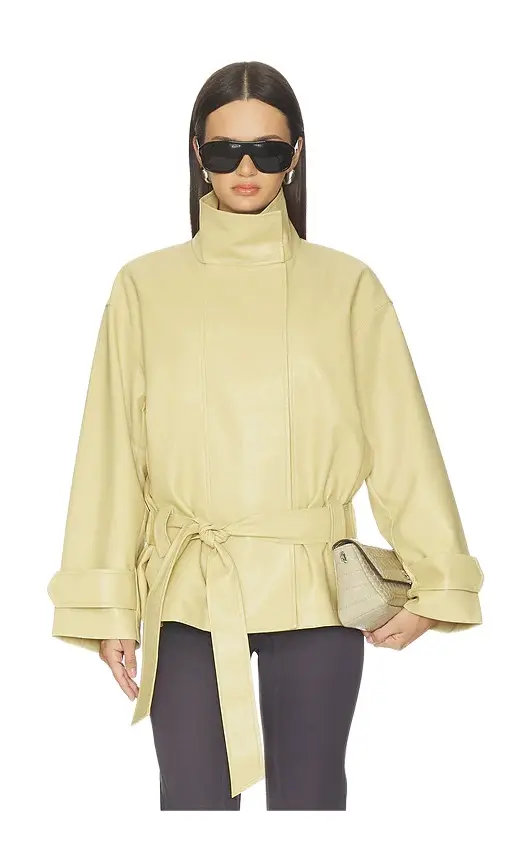 Jaden Faux Leather Belted Jacket Jaden Faux Leather Belted Jacket