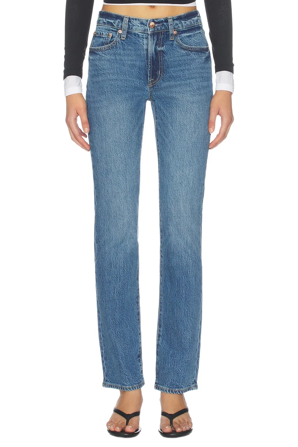 Petite Aleks Mid Rise Straight Leg Jean