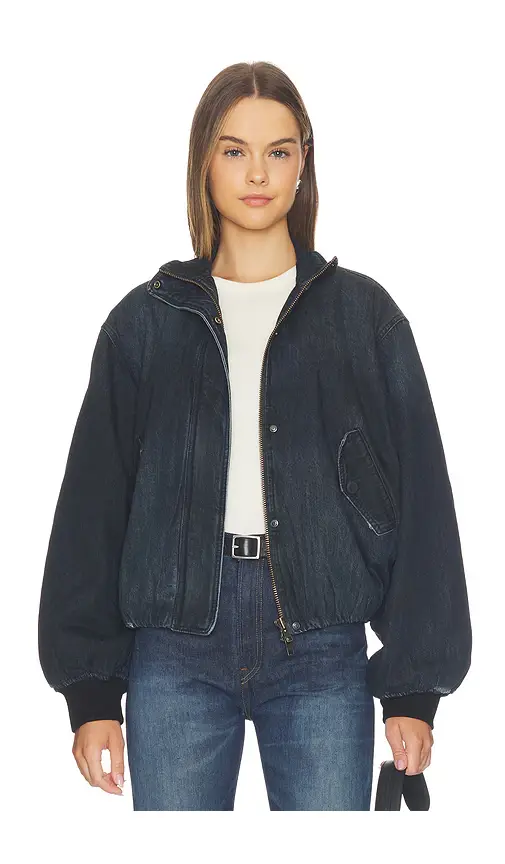Courtney Zheng Cropped Denim Bomber Jacket | Thumbnail 2 Courtney Zheng Cropped Denim Bomber Jacket | Thumbnail 2