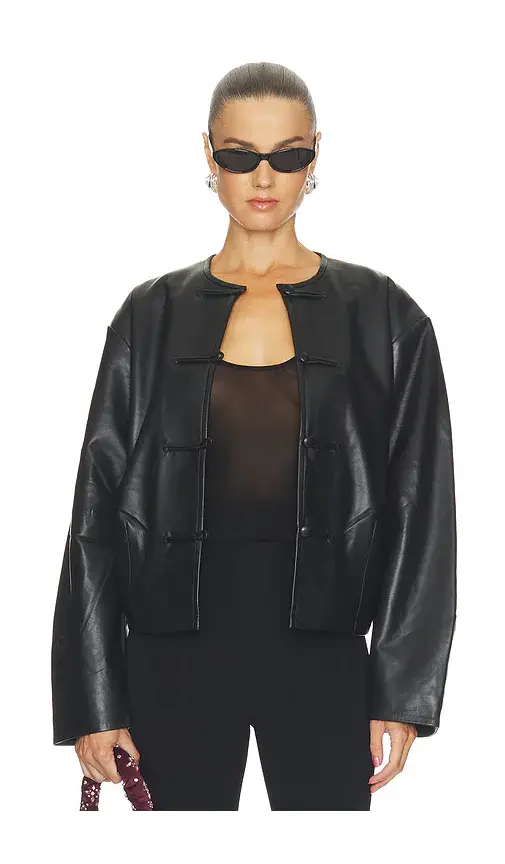 St. Agni Button Detail Cocoon Leather Jacket | Thumbnail 2 St. Agni Button Detail Cocoon Leather Jacket | Thumbnail 2