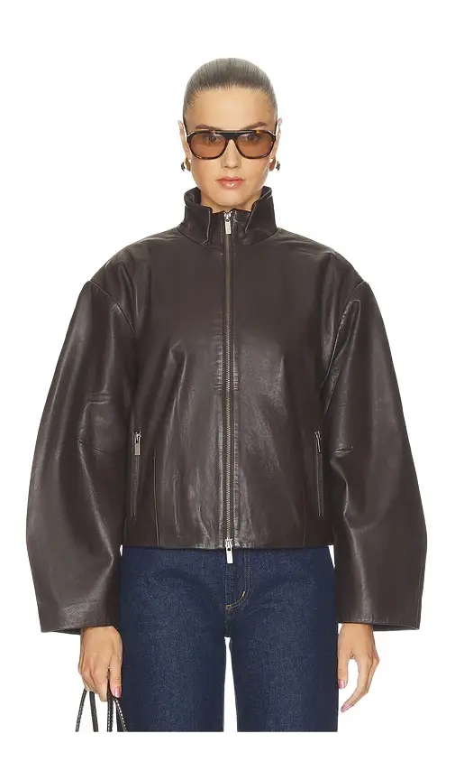 St. Agni Cocoon Zip Leather Jacket