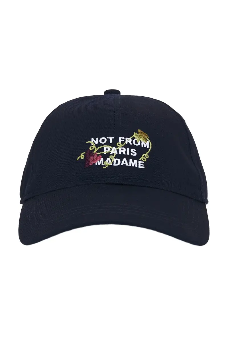 Drôle de Monsieur Vine Embroidered Slogan Cap