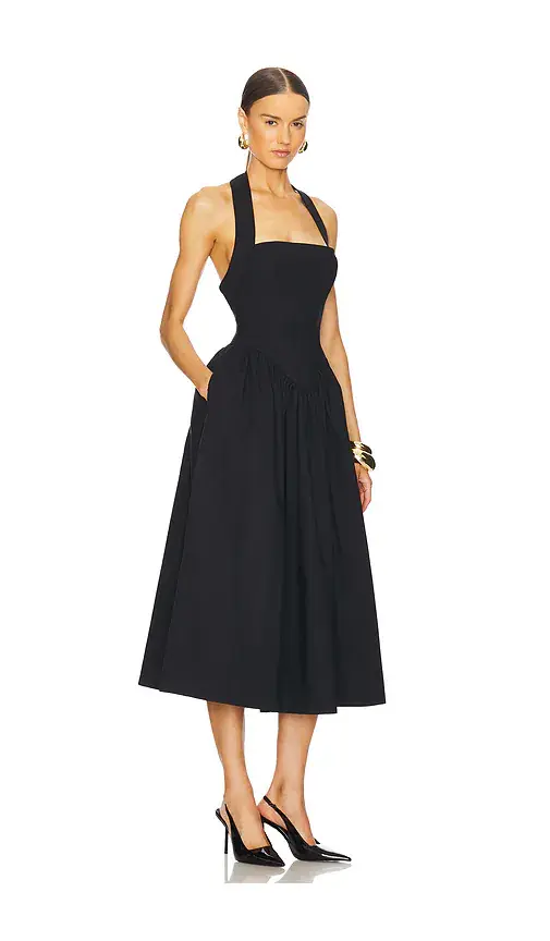 Helsa Faille Halter Midi Dress | Thumbnail 2 Helsa Faille Halter Midi Dress | Thumbnail 2
