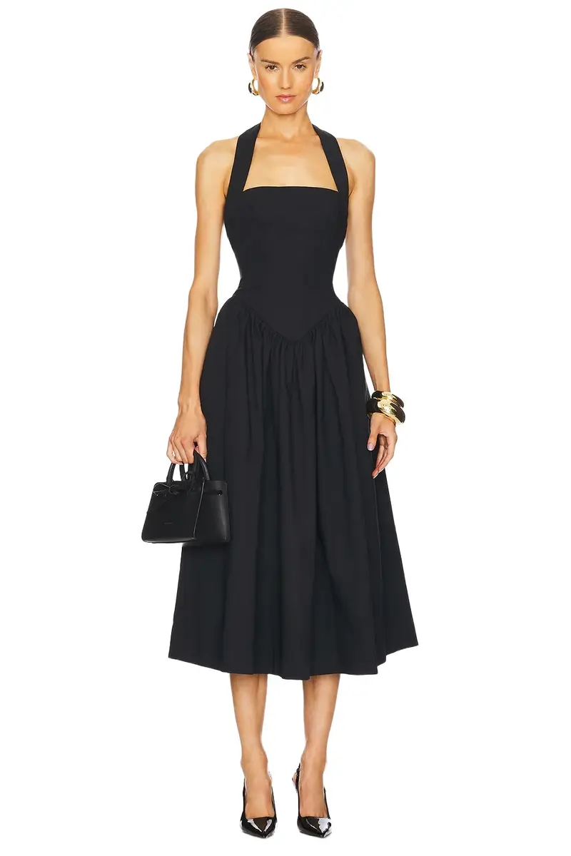 Faille Halter Midi Dress Faille Halter Midi Dress