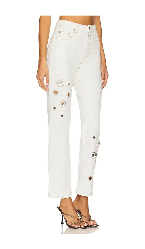 AREA Crystal Grommet Straight Leg Jean | Thumbnail 2 AREA Crystal Grommet Straight Leg Jean | Thumbnail 2