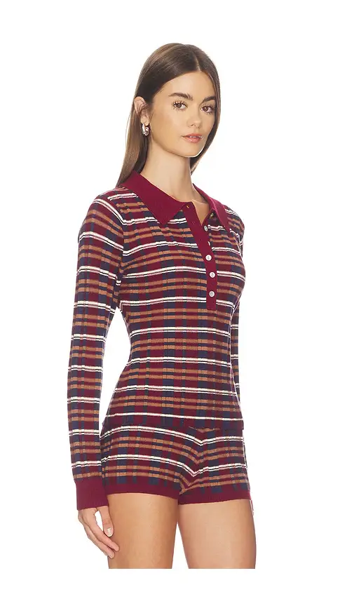 525 America Sienna Plaid Rib Polo Top | Thumbnail 2 525 America Sienna Plaid Rib Polo Top | Thumbnail 2