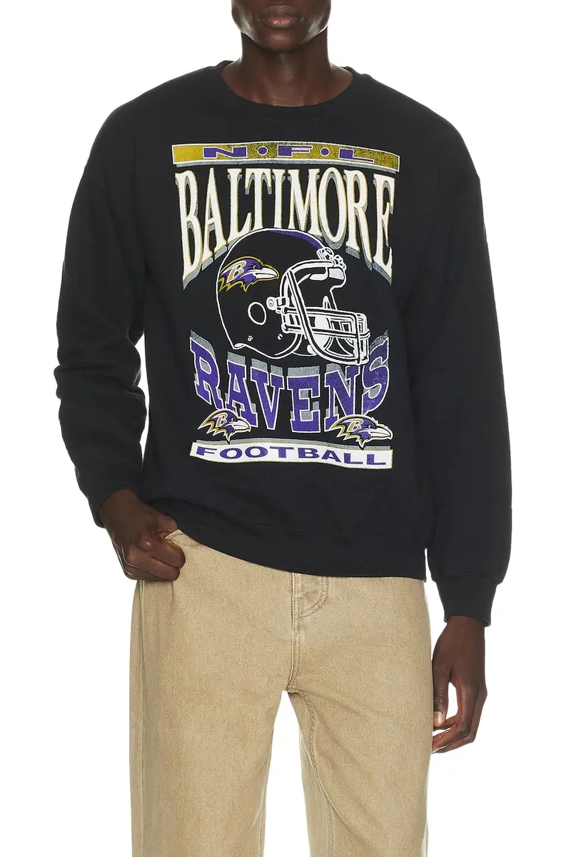Junk Food Ravens Helmet Crew Fleece Sweatshirt