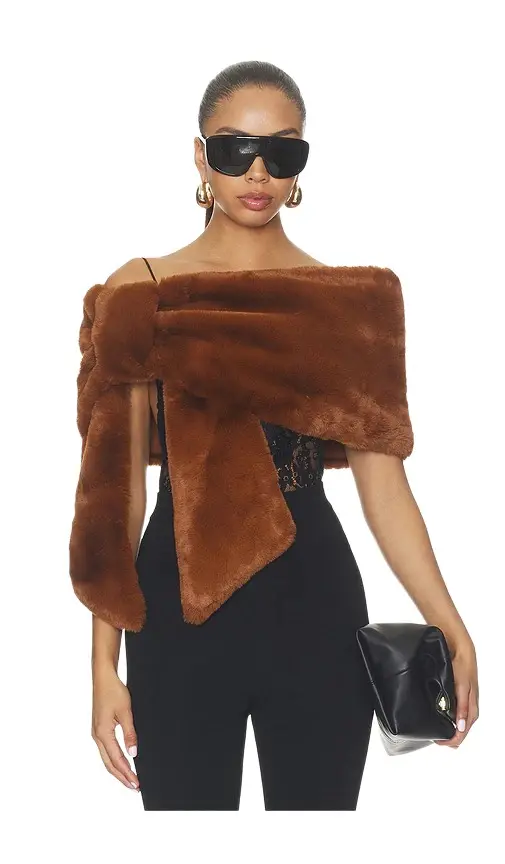 Faux Fur Bow Capelet