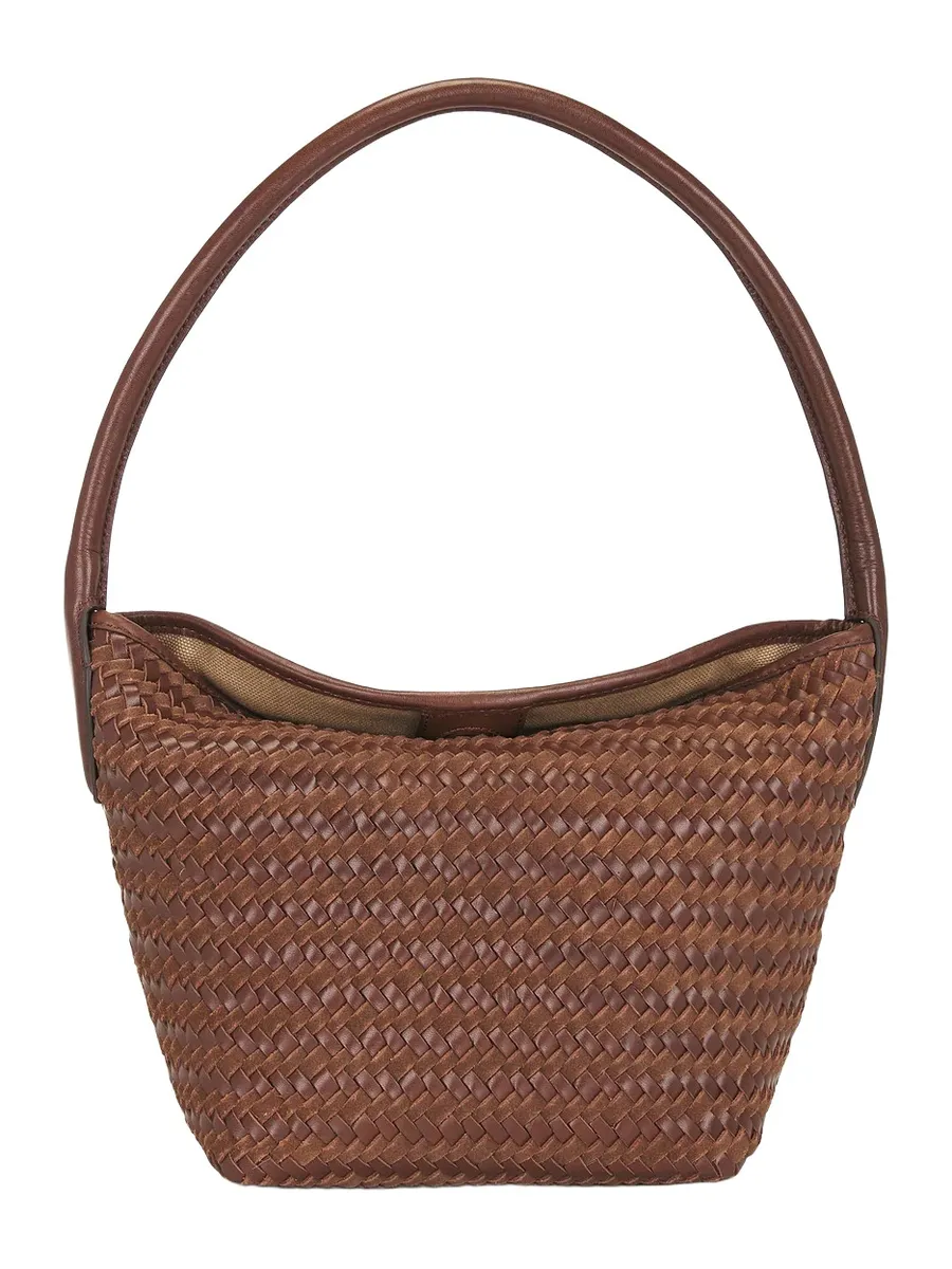 Suede Handwoven Shoulder Bag