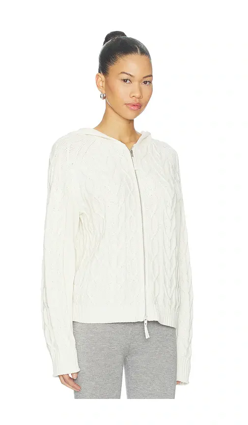 Frankies Bikinis Salem Cable Knit Oversized Zip Up Hoodie | Thumbnail 2 Frankies Bikinis Salem Cable Knit Oversized Zip Up Hoodie | Thumbnail 2