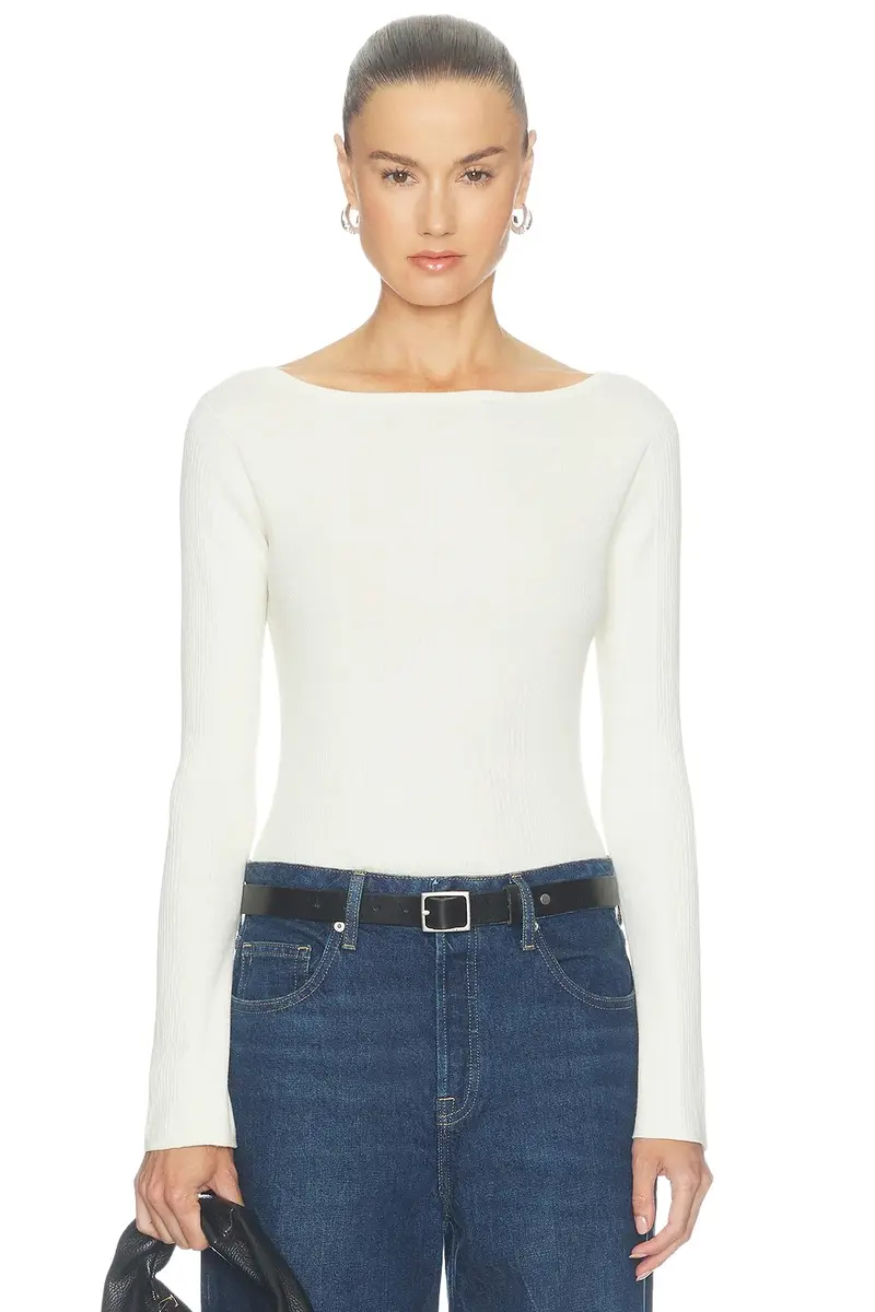 GOOD AMERICAN The Rib Scoop Boat Neck Top