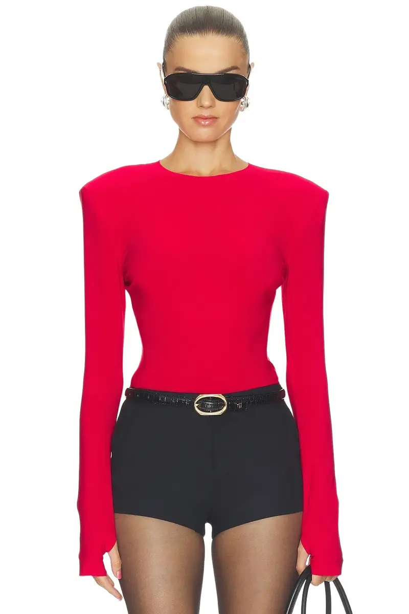 Shoulder Pad Long Sleeve Crew Top Shoulder Pad Long Sleeve Crew Top