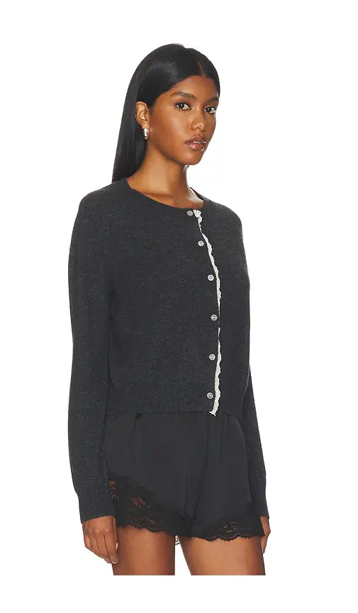 Cubic London Lace Trim Knit Wool Cardigan | Thumbnail 2 Cubic London Lace Trim Knit Wool Cardigan | Thumbnail 2