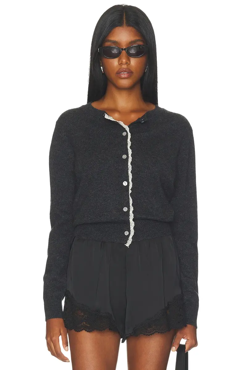 Lace Trim Knit Wool Cardigan Lace Trim Knit Wool Cardigan