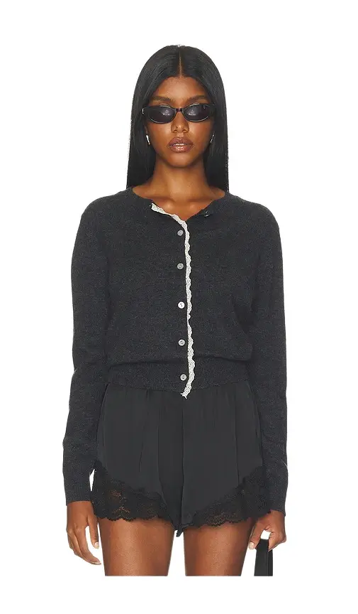 Lace Trim Knit Wool Cardigan