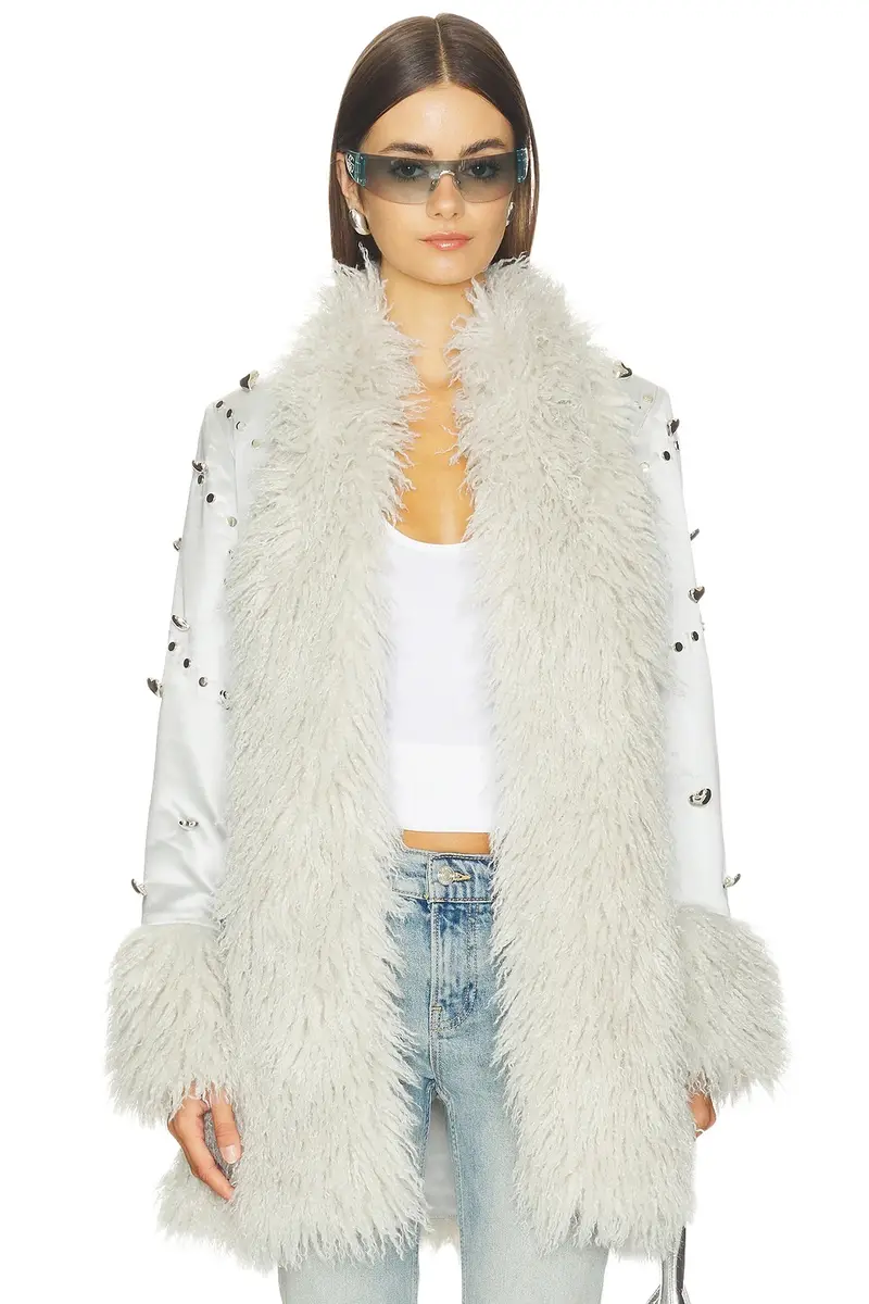 Understated Leather Heart Charm Coat