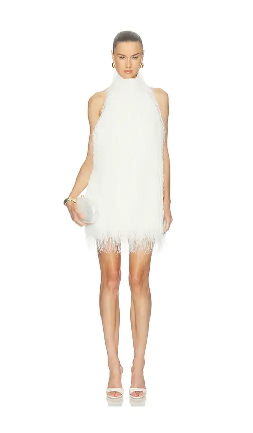 Polyester Fringe Halter Mini Dress