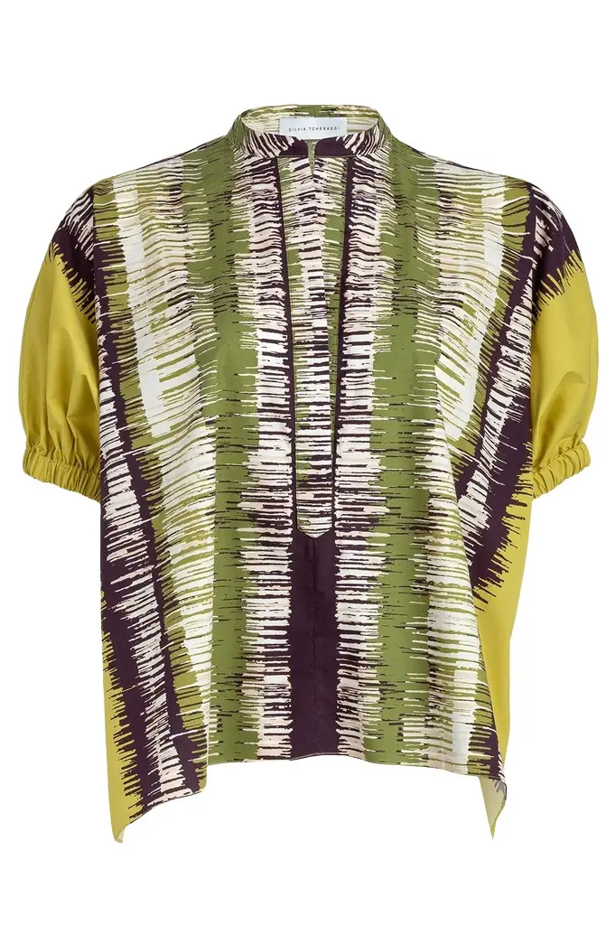 Susane Blouse - Abstract Lime Print