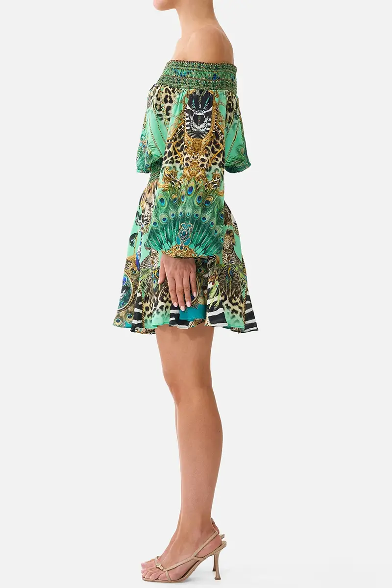 Camilla Off The Shoulder Short Dress - Green | Thumbnail 3 Camilla Off The Shoulder Short Dress - Green | Thumbnail 3