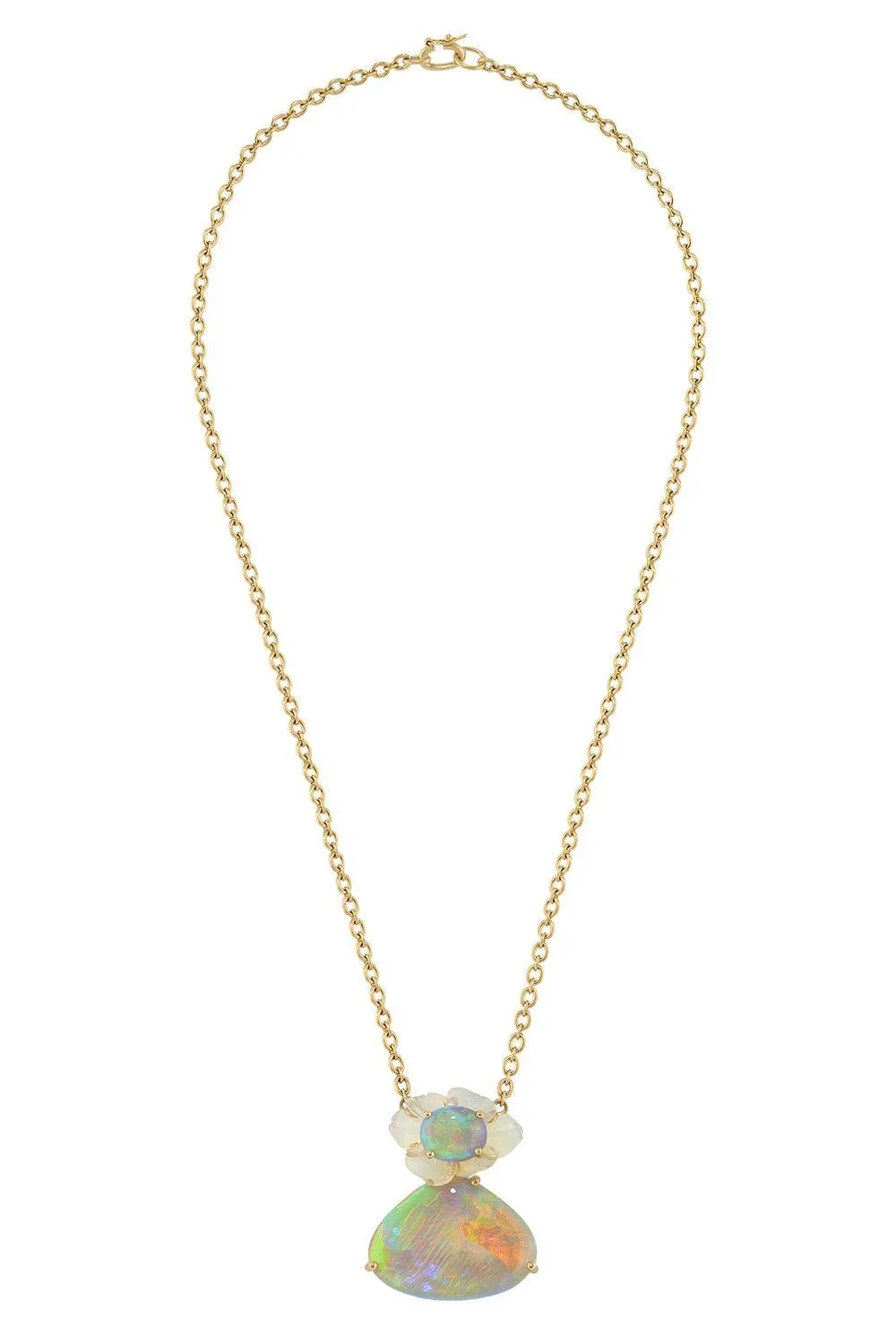 IRENE NEUWIRTH JEWELRY Opal Botanical Tropical Flower Pendant Necklace
