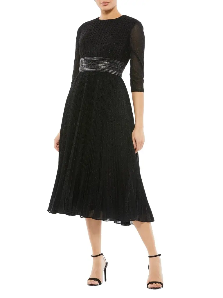 Mac Duggal Women's Pleated Belted Cocktail Dress