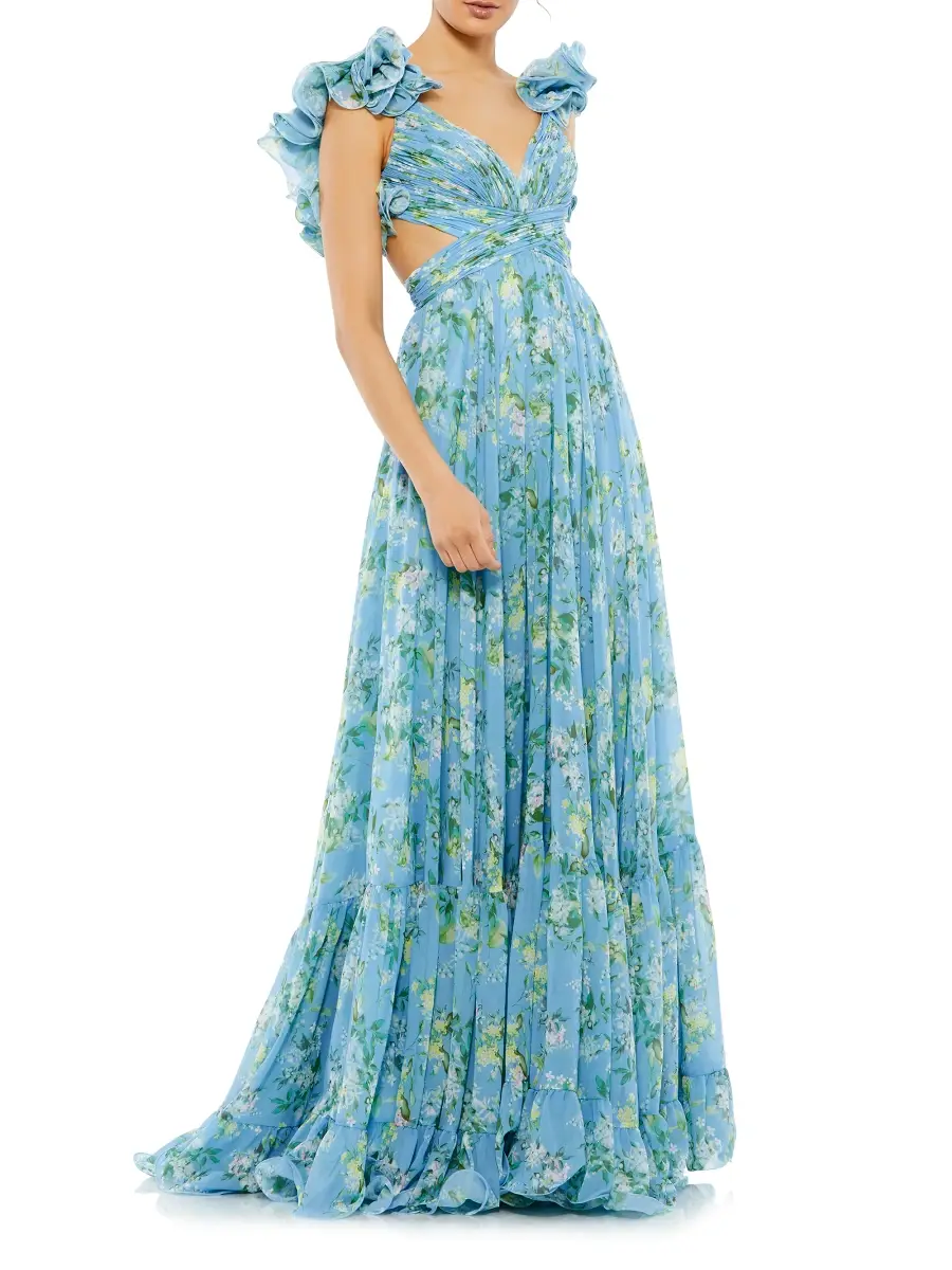 Mac Duggal Women's Ieena Floral Chiffon Gown | Thumbnail 3