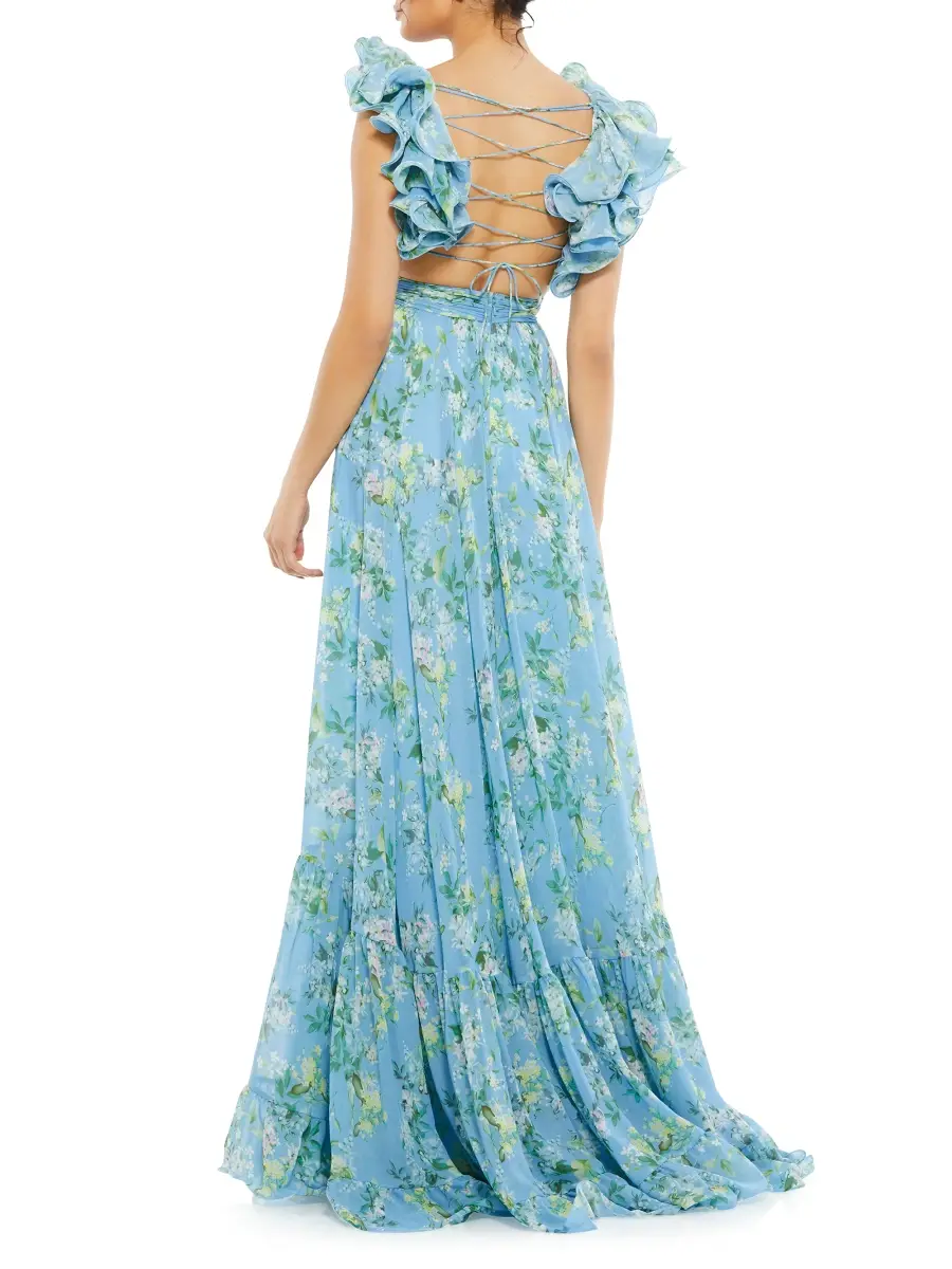 Mac Duggal Women's Ieena Floral Chiffon Gown | Thumbnail 4