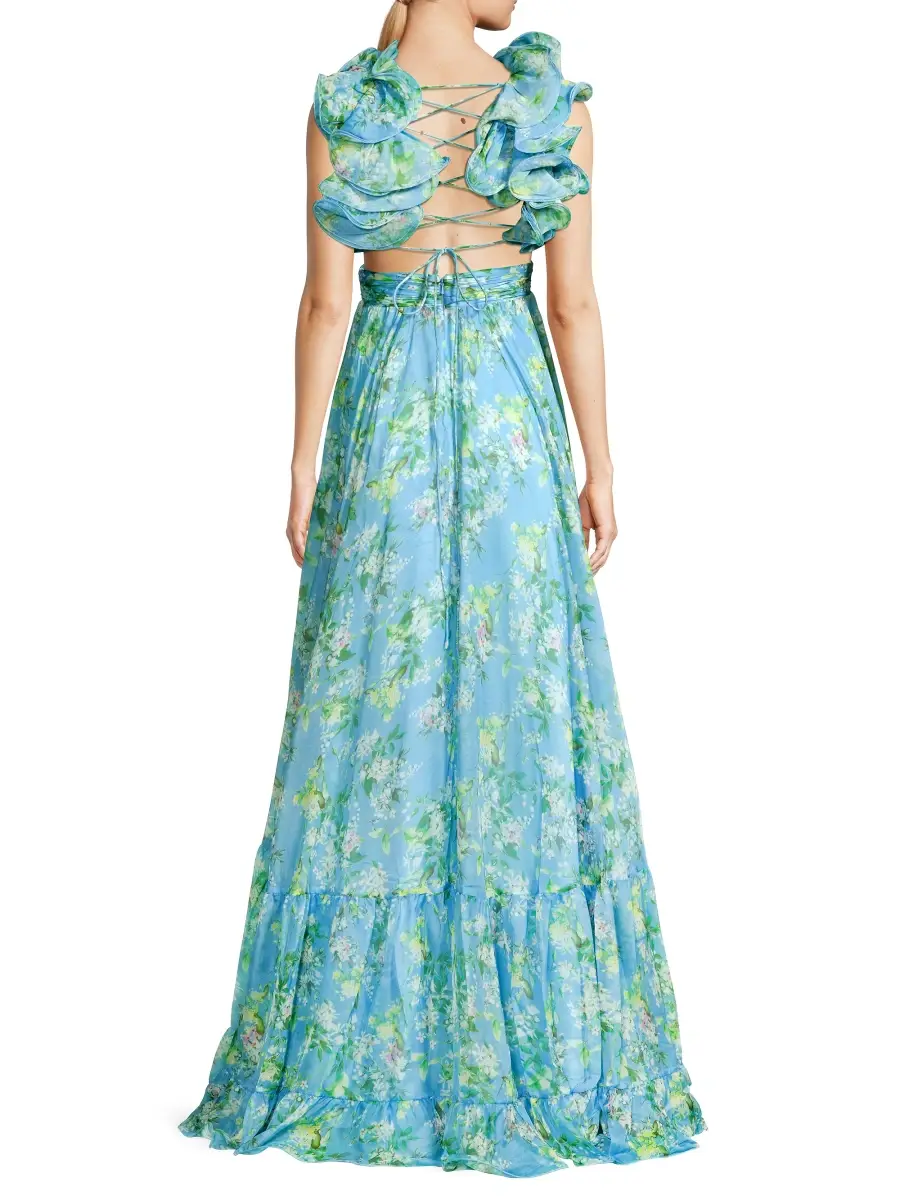 Mac Duggal Women's Ieena Floral Chiffon Gown | Thumbnail 5
