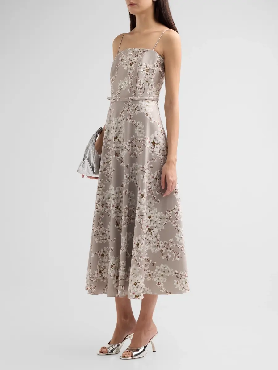 SACHIN & BABI Women's Laurel Printed Satin Midi Dress | Thumbnail 4