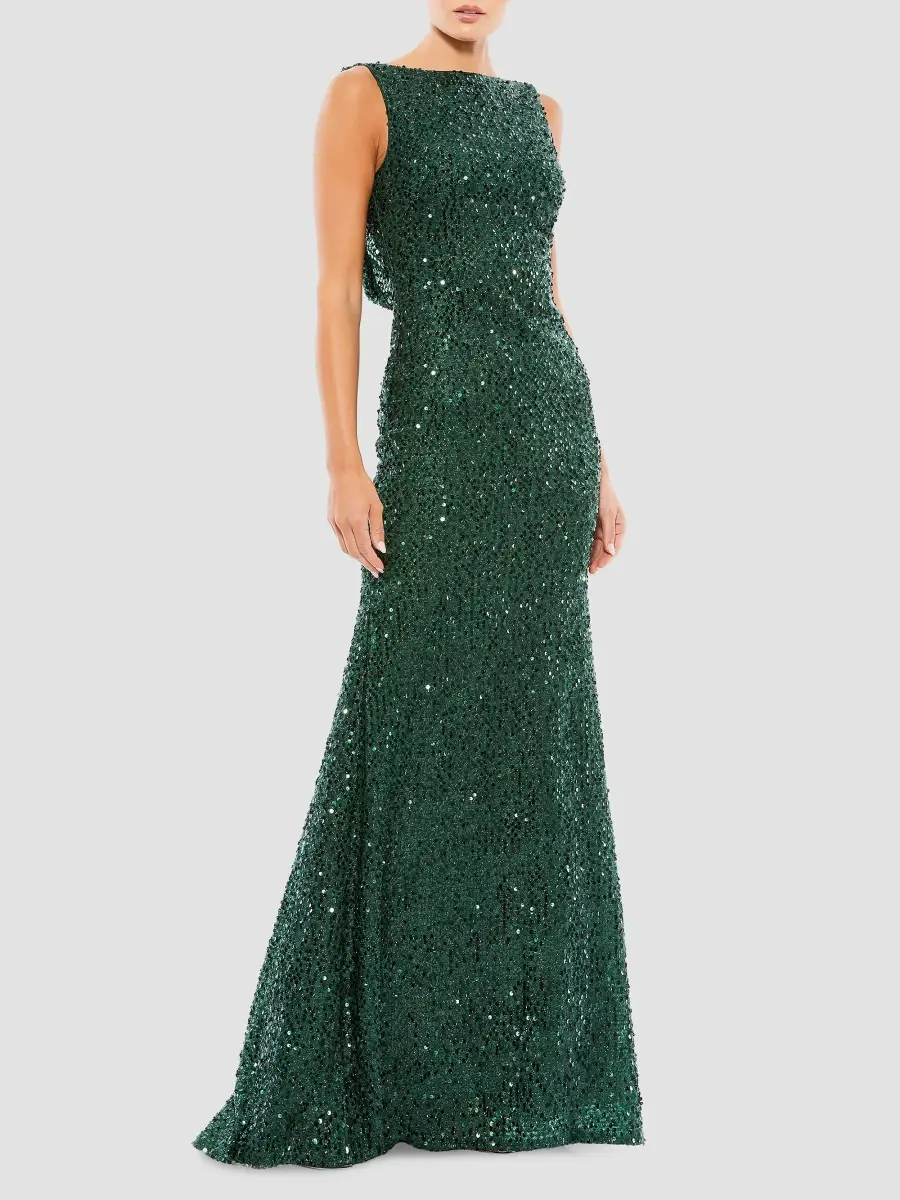 Mac Duggal Women's Sequin Sleeveless Sheath Gown | Thumbnail 3
