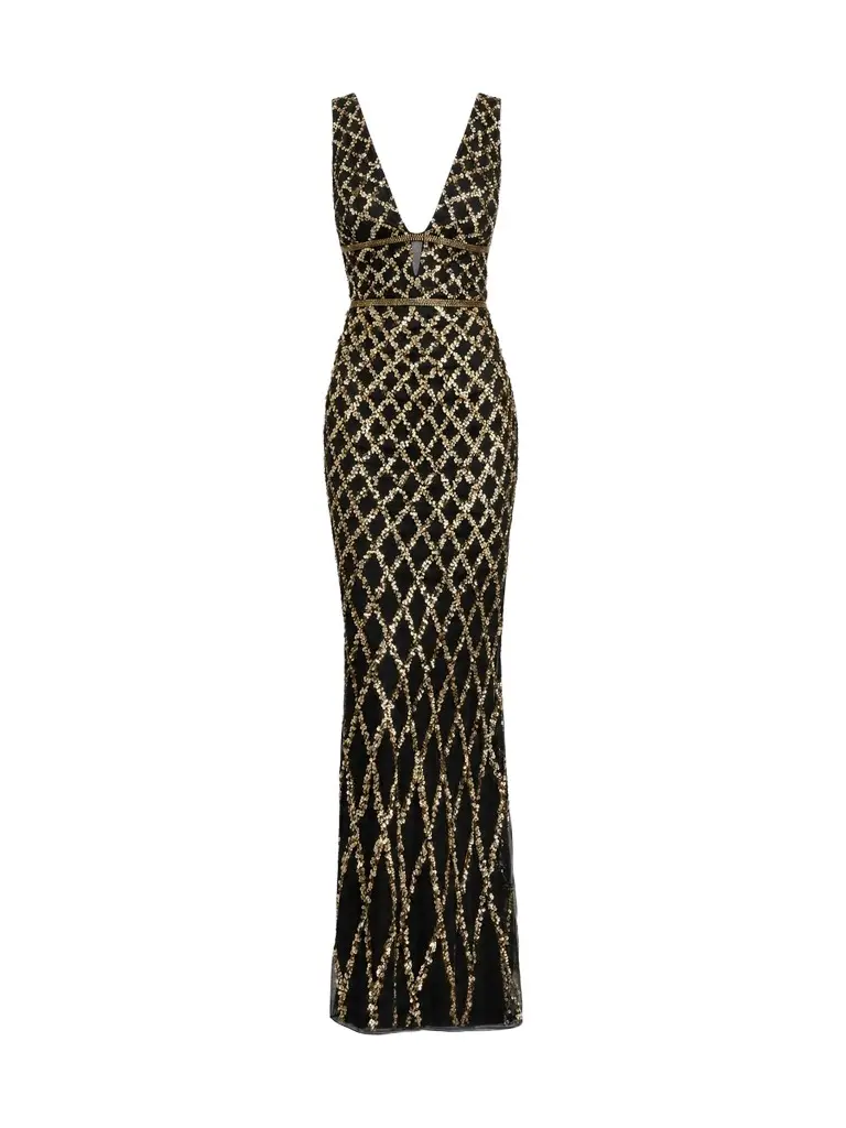 Mac Duggal Women's Embellished V-Neck Column Gown