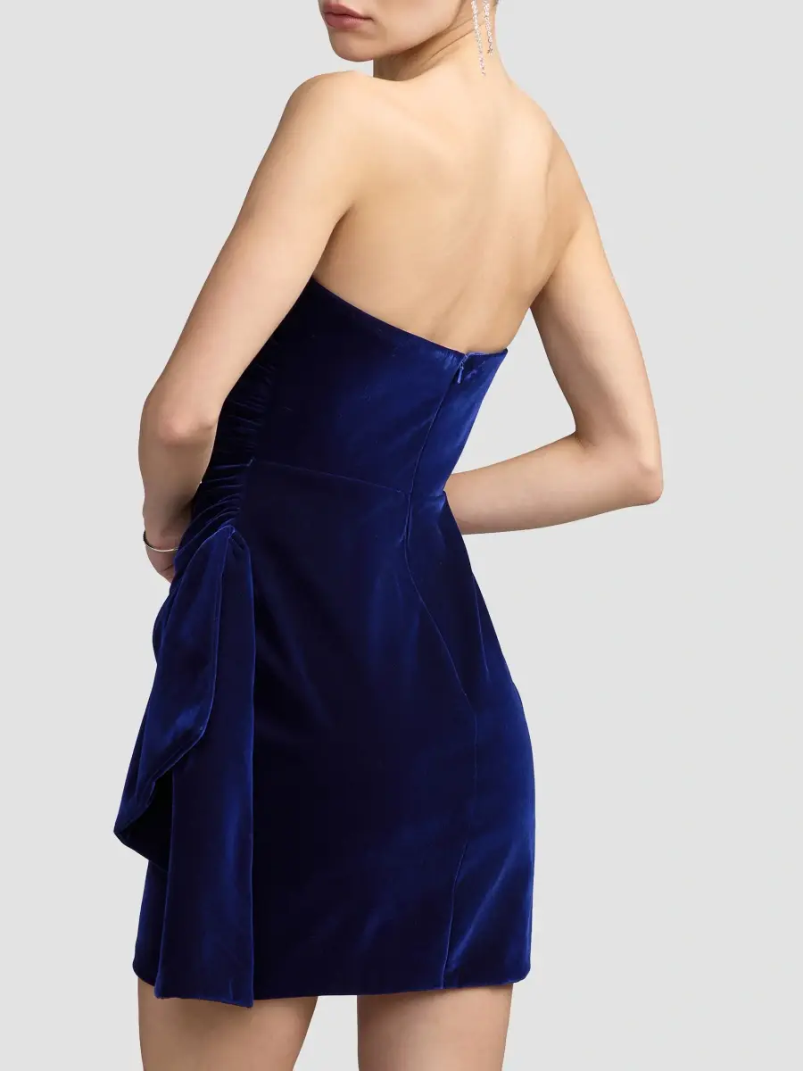 Mac Duggal Women's Velvet Strapless Draped Mini Dress | Thumbnail 4