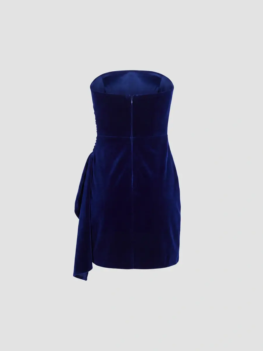 Mac Duggal Women's Velvet Strapless Draped Mini Dress | Thumbnail 7