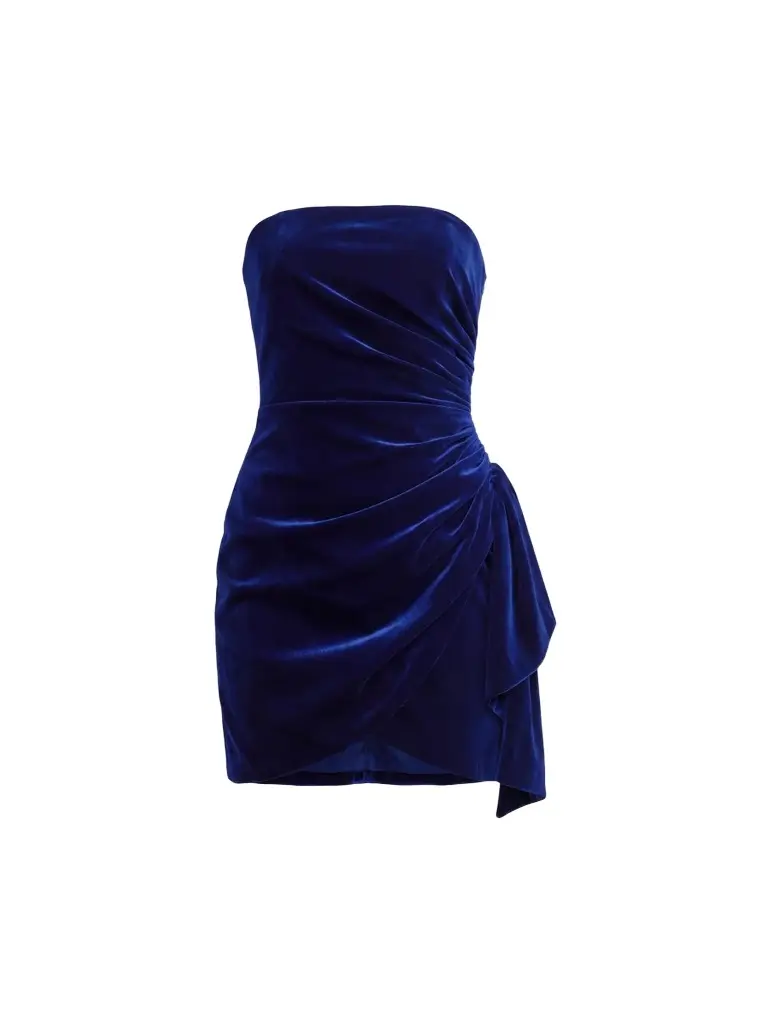Mac Duggal Women's Velvet Strapless Draped Mini Dress