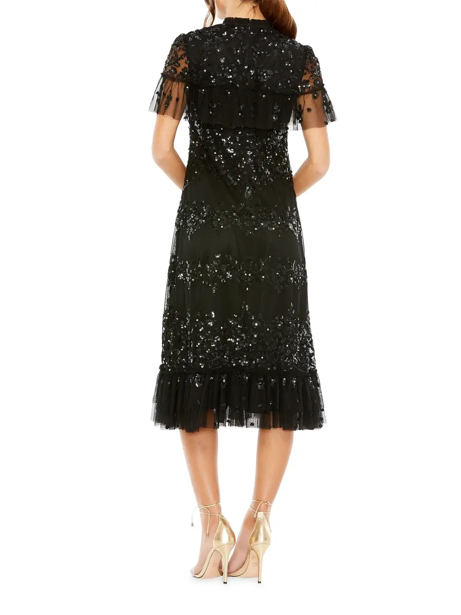 Mac Duggal Women's Sequined Flounce Midi-Dress | Thumbnail 2 Mac Duggal Women's Sequined Flounce Midi-Dress | Thumbnail 2
