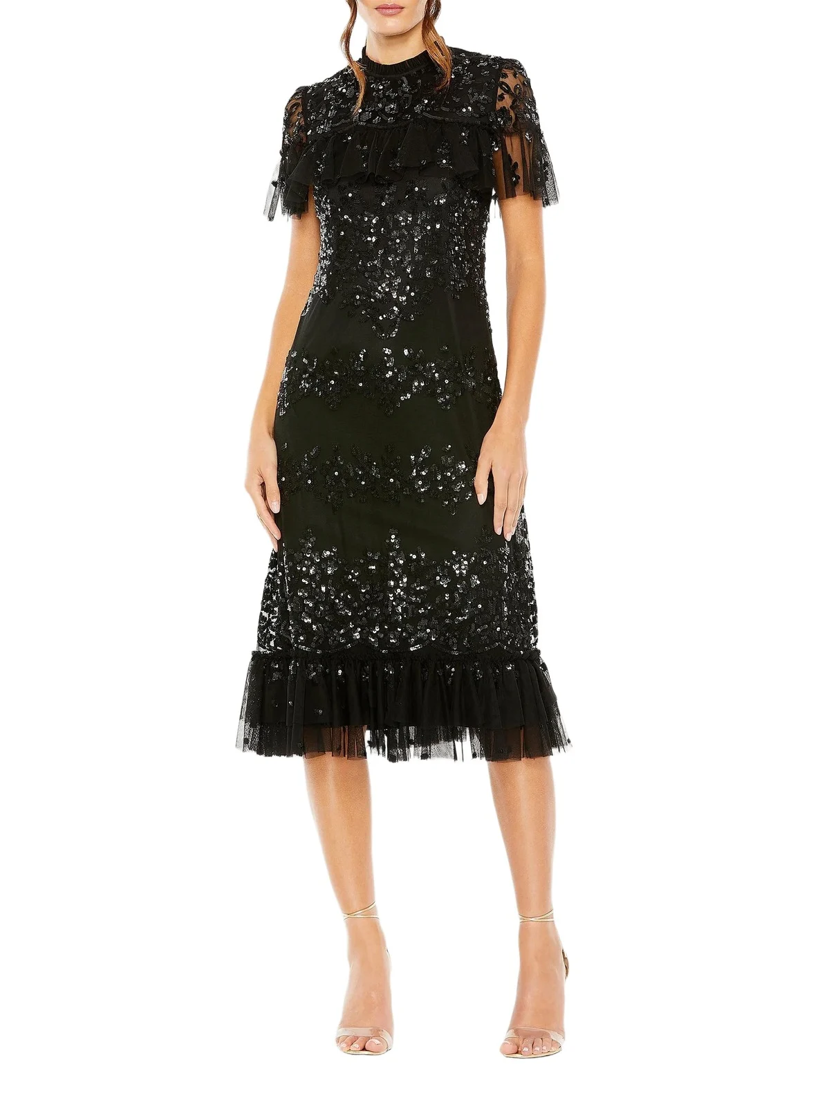 Women's Sequined Flounce Midi-Dress Women's Sequined Flounce Midi-Dress