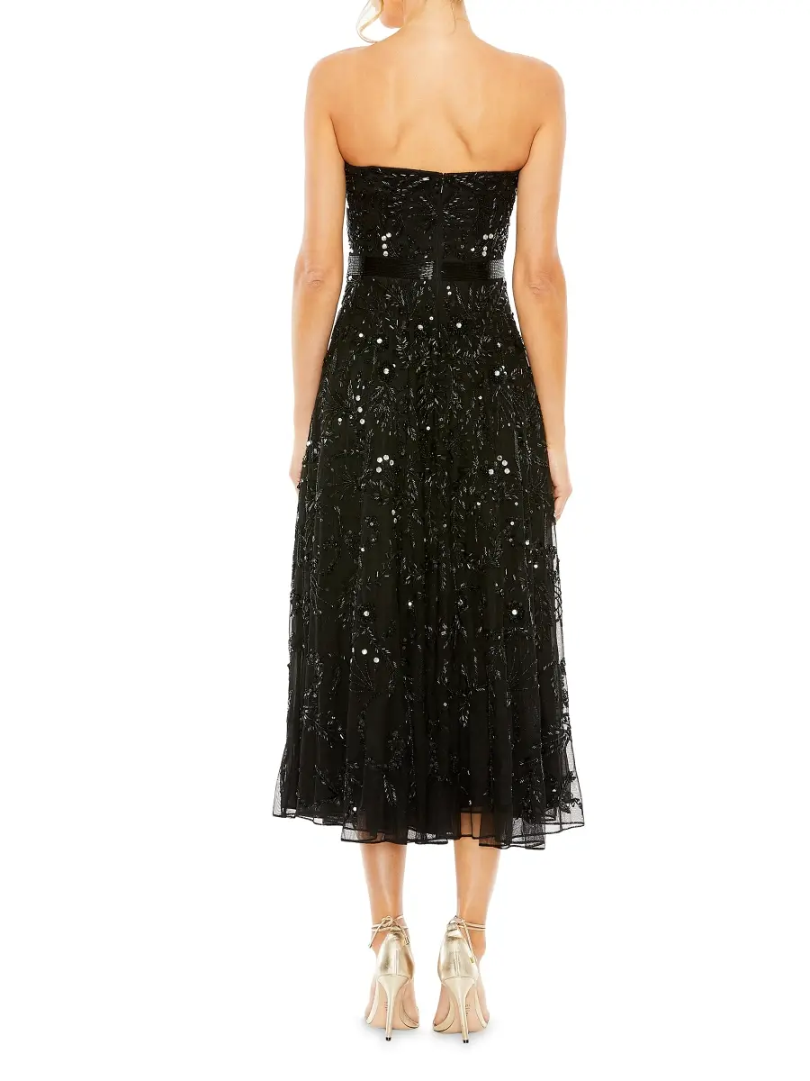 Mac Duggal Women's Embellished Mesh Strapless Midi-Dress | Thumbnail 3 Mac Duggal Women's Embellished Mesh Strapless Midi-Dress | Thumbnail 3