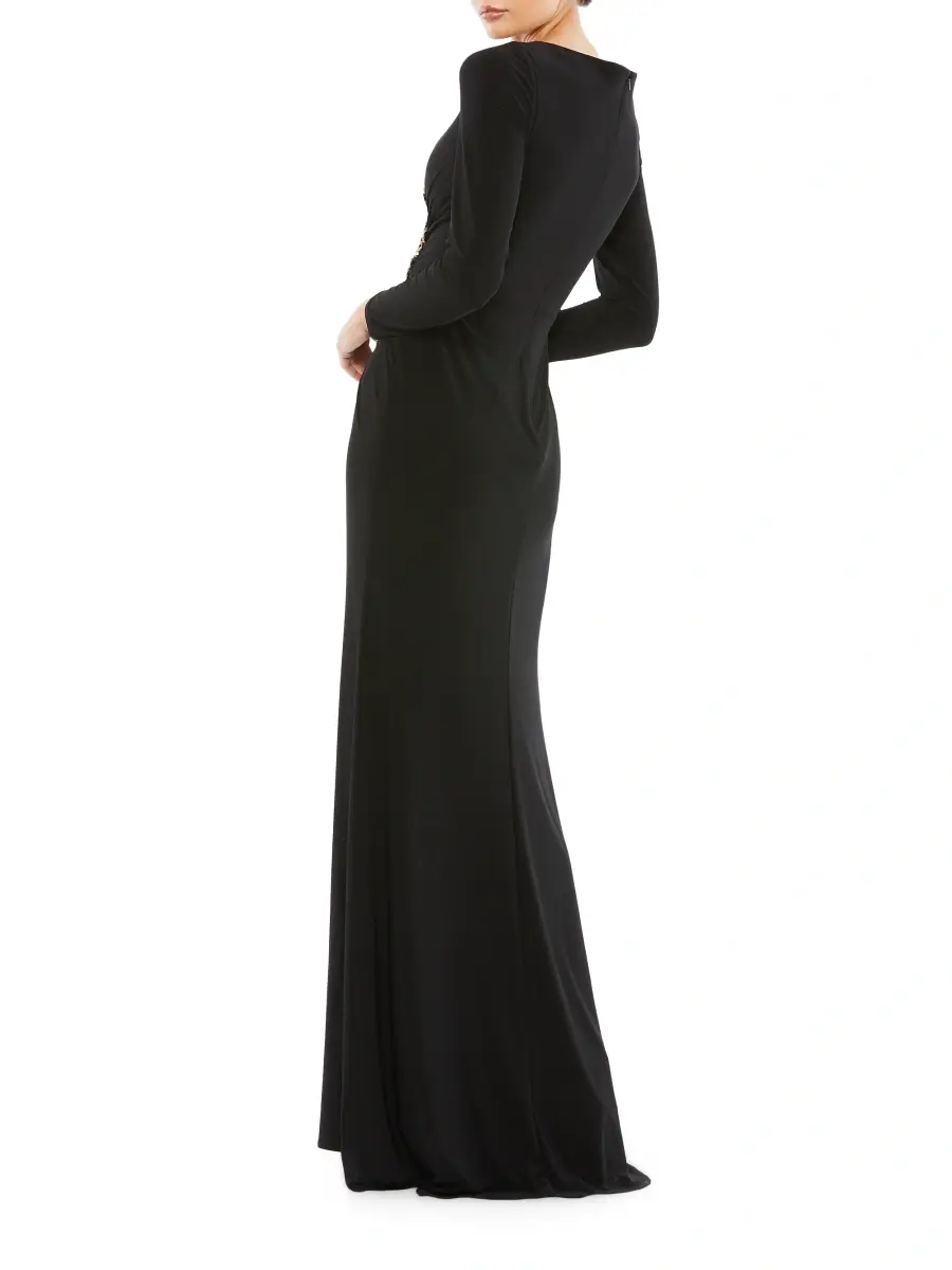 Mac Duggal Women's Appliqué Long-Sleeve Gown | Thumbnail 2