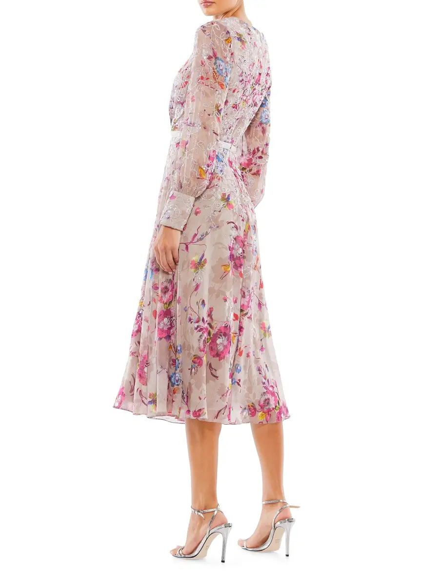 Mac Duggal Women's Floral Midi-Dress | Thumbnail 3
