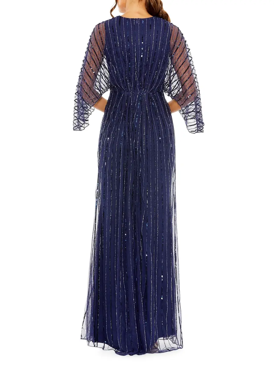Mac Duggal Women's Wide-Sleeve Sequin Beaded Gown | Thumbnail 2 Mac Duggal Women's Wide-Sleeve Sequin Beaded Gown | Thumbnail 2