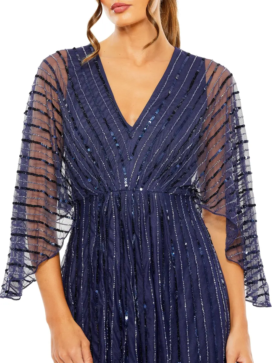 Mac Duggal Women's Wide-Sleeve Sequin Beaded Gown | Thumbnail 3 Mac Duggal Women's Wide-Sleeve Sequin Beaded Gown | Thumbnail 3