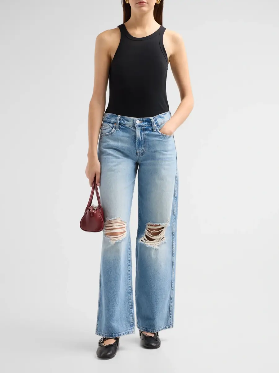 Mother Women's The Down Low Delinquent Zip Sneak Jeans | Thumbnail 2 Mother Women's The Down Low Delinquent Zip Sneak Jeans | Thumbnail 2