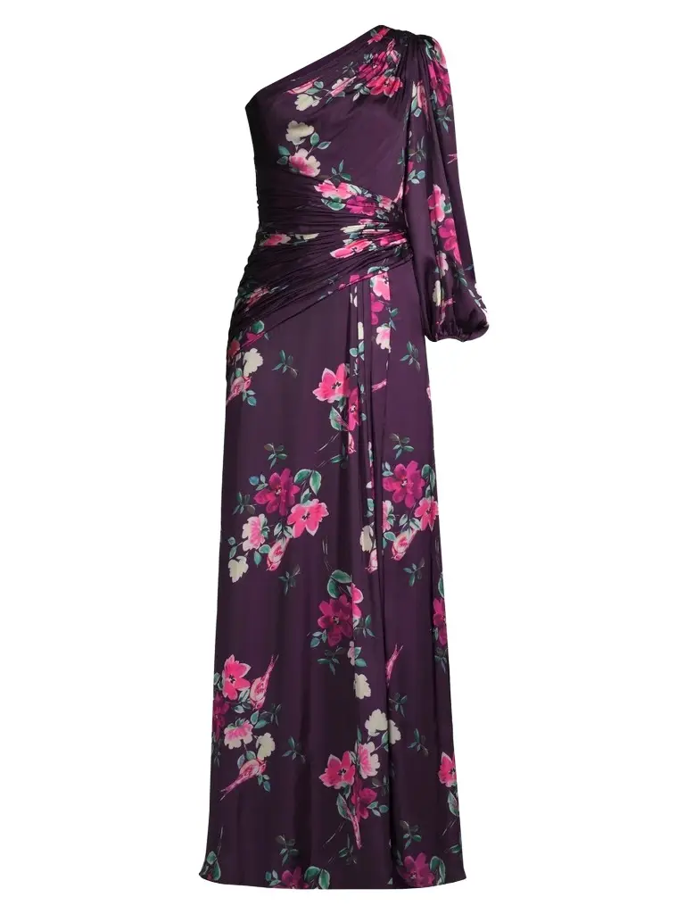 Mac Duggal Women's leena Floral One-Shoulder Gown