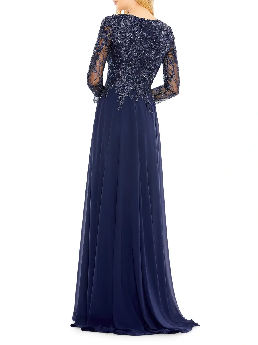 Mac Duggal Women's Embellished Illusion V-Neck Gown | Thumbnail 2 Mac Duggal Women's Embellished Illusion V-Neck Gown | Thumbnail 2