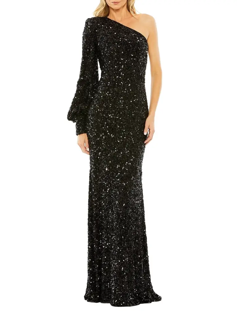 Mac Duggal Women's Metallic One-Shoulder Gown